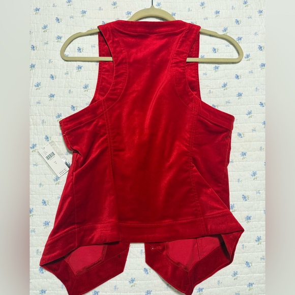 Anthropologie Red Sleeveless Halsey Slim Button-Front Vest Cherry Pop Small - Picture 5 of 5